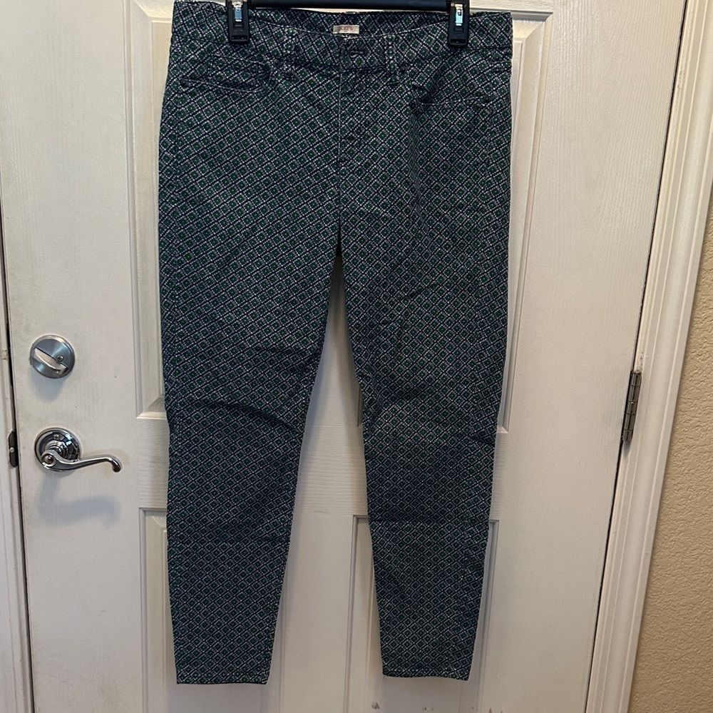 J. Crew Blue and Green Patterned Corduroy Toothpick Pants Size 30